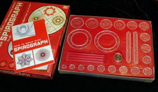 Vintage 1967 Kenner ' s SPIROGRAPH No.  401 Red Set With Instruction Book 2