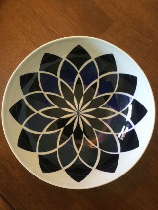 Vintage Centura By Corning Serving Bowl Blue Lotus Flower Euc