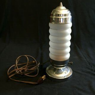 Vintage Art Deco Bullet Boudoir Table Lamp Glass Torpedo