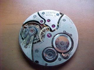 Vintage Zenith 17 Ligne Pocket Watch Movement,  17 Jewels,  5 Adj.  Running