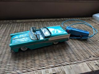 Vintage 1958 Ford Skyliner 500 Tin Lithographed Convertible With Remote Control