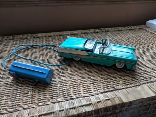 VINTAGE 1958 FORD SKYLINER 500 TIN LITHOGRAPHED CONVERTIBLE WITH REMOTE CONTROL 3