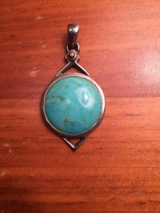 Vintage Barse Sterling Turquoise Pendant 13.  7 Grams
