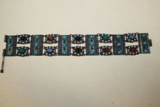 Vtg Israel.  925 Sterling Silver Turquoise Bracelet Hand Made Chain Link