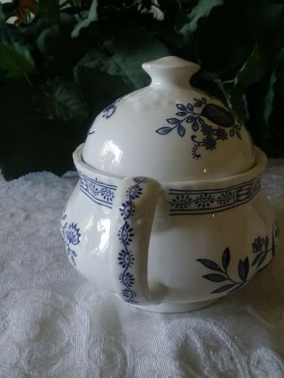 Blue Heritage Sugar Bowl & Lid Enoch Wedgwood Porcelain Vintage Blue White 3