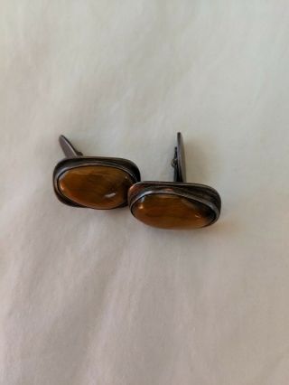 Vintage Bent Knudsen Tiger Eye Cuff - Links Sterling Silver /19 Gr