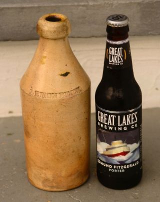 Vintage Lemon Beer Stoneware Blob Top Bottle Hoag & Conover