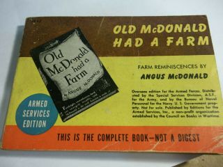 Old Mcdonald Had A Farm Novel Ww2 Ii Armed Services Edition,