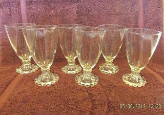 Set Of 6 Vtg 5 - 1/2 " Anchor Hocking Clear Boopie Footed 8 Oz Water Glasses