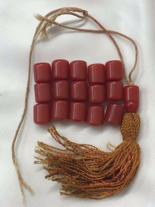 Vintage Cherry Amber Bakelite Faturan Prayer Beads Imame Damari 9.  9 Gr.