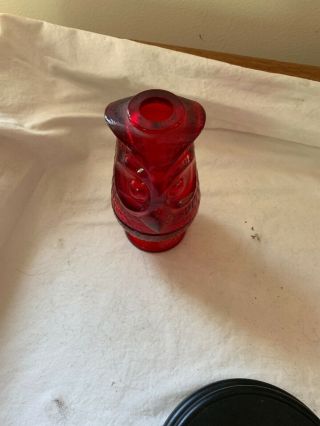 Vintage Viking Ruby Red Art Glass Owl Glimmering Fairy Lamp - Perfect 4