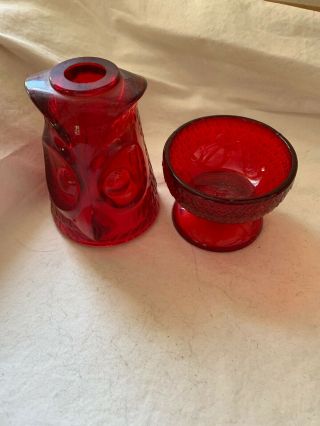 Vintage Viking Ruby Red Art Glass Owl Glimmering Fairy Lamp - Perfect 5