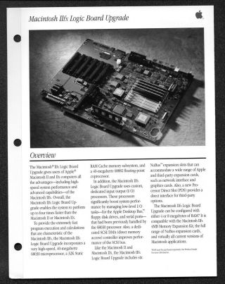 Apple Macintosh Iifx Logic Board Upgrade Tech Sheet,  Vintage