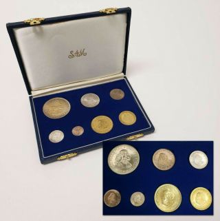 Vintage 1964 South Africa 49.  5g Silver & Brass Decimal Series 7 Coin Set Rsa6408