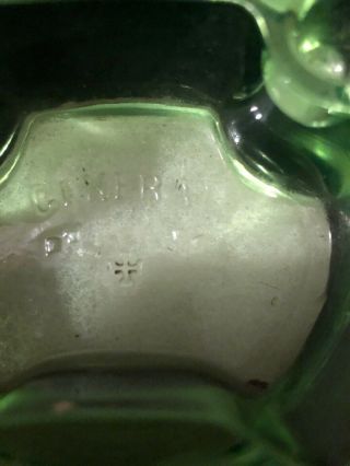 Vintage General Cushion Tire Ashtray Green Depression Glass w/ Match Holder 2
