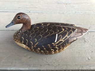 Vintage Duck Decoy Carved Painted Wood Signed P.  W.  Marshall,  Tylerton Md.  Ooak