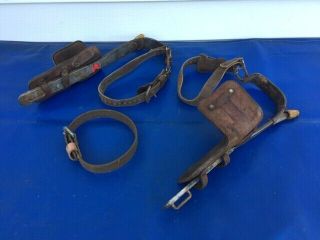 Vintage Pair Bell System Pole Tree Log Climbing Gaffs Spikes Made By Buckingham