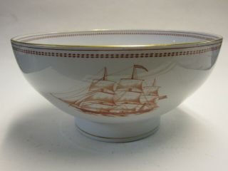 Vintage Spode Copeland Trade Winds Red Salad Serving Bowl Sailing Ships English