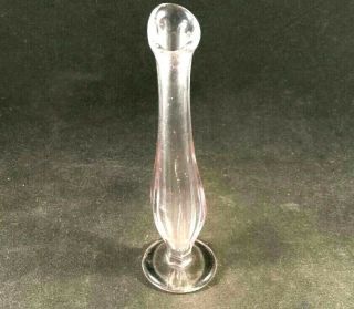 Vintage Flower Bud Vase Clear Glass With Seam And Finished Top 7 "