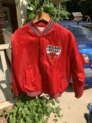 Vintage 80’s Chalk Line Chicago Bulls Satin Bomber Jacket Size L Double Sided