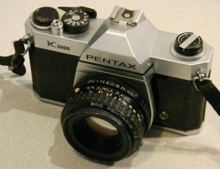 Pentax K1000 35mm Slr Camera Kit W/ 50mm Lens 100
