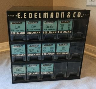 Vintage E.  Edelmann & Co Metal Cabinet Organizer Parts Bin Drawers Store Display