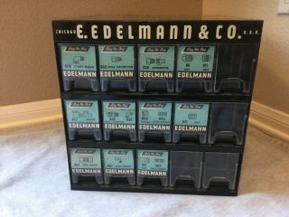 Vintage E.  Edelmann & Co Metal Cabinet Organizer Parts BIN DRAWERS STORE Display 2
