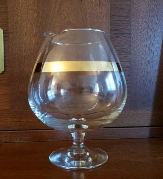 Vintage Glass Snifter Cocktail Drink Mixer Pitcher Gold Banded Barware