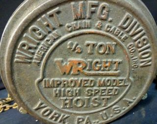 Vintage Wright ½ Ton Hoist 2