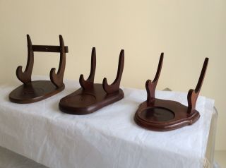 3 Vintage Mahogany Display Stands/easels For Porcelain Tea Cups And Saucers