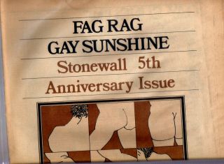 Vintage Gay Liberation Newspaper Fag Rag/gay Sunshine Stonewall 5th Anniversary