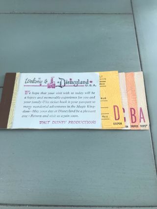 Vintage Disneyland Ticket Book A - D Disney Usa