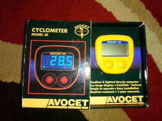 Vintage Avocet 30 Cycling Computer Head - Yellow