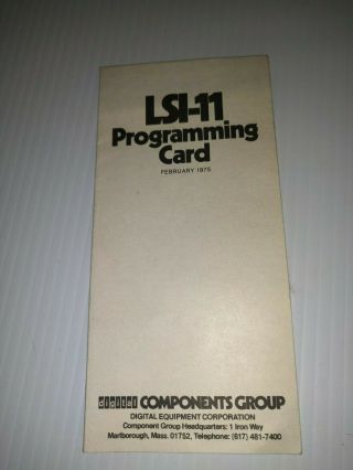 Dec Lsi - 11 Vintage Micro Computer Programming Card