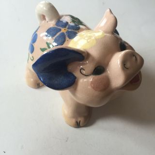 Vintage Kay Finch Pig California Pottery,  Pink W/ Purple Ears " Sassy " 5 " X3&1/2 "