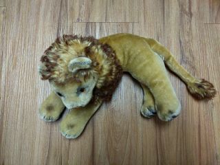 Vintage 1950 - 60s Steiff LEO Lion Large Lying Dwn Mohair Stuffed Plush 4