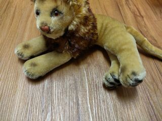 Vintage 1950 - 60s Steiff LEO Lion Large Lying Dwn Mohair Stuffed Plush 5