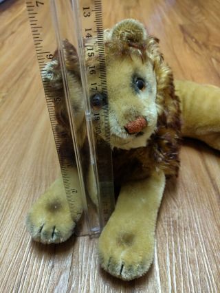 Vintage 1950 - 60s Steiff LEO Lion Large Lying Dwn Mohair Stuffed Plush 7
