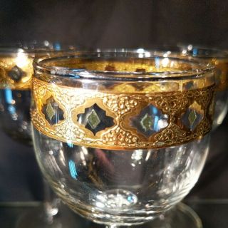4 (Four) Vintage CULVER LTD GLASS VALENCIA Wine Glasses 24K Gold Trim 6