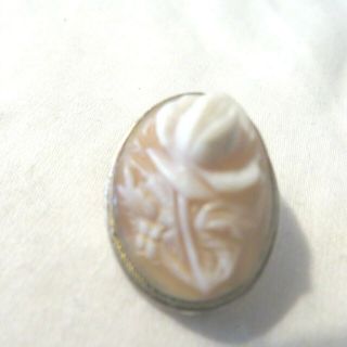 Lovely Vintage Sterling Silver Carved Cameo Flower Pendant And Brooch