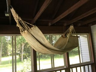 Vintage Wwii Us Military Navy Canvas Ship Hammock Including Ropes