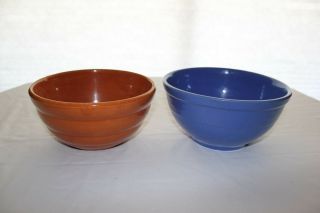 Vintage Set Of 2 Bauer Bowls Cobalt Blue 12 Pumpkin Orange 18 Ring Ware