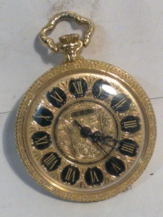 Vintage 17 Jewel Incabloc Swiss Pocket Watch Pendant Gold Jeanbourquin & Cie