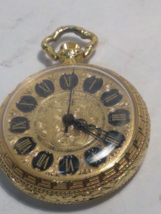 Vintage 17 Jewel Incabloc Swiss Pocket Watch Pendant Gold Jeanbourquin & Cie 7