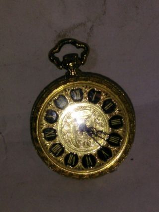 Vintage 17 Jewel Incabloc Swiss Pocket Watch Pendant Gold Jeanbourquin & Cie 8