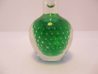 Bud Vase Glass Green Bubble Bottom Paperweight Vintage 2