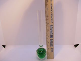 Bud Vase Glass Green Bubble Bottom Paperweight Vintage 3