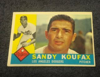 1960 Topps 343 Sandy Koufax Los Angeles Dodgers Vintage Baseball Hof
