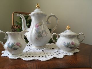 Vintage Winterling Bavarian China Teapot,  Covered Sugar & Creamer - Germany