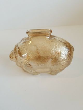 Vintage Carnival Glass Light Marigold Luster Iridescent Piggy Pig Coin Bank 3 "